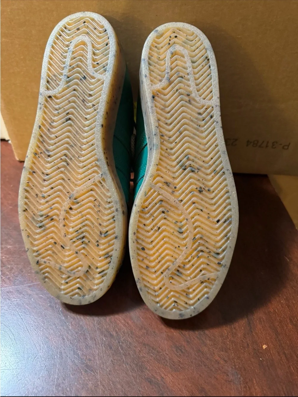 adidas Green Leather Shell-Toe Sneakers with Gum Toes